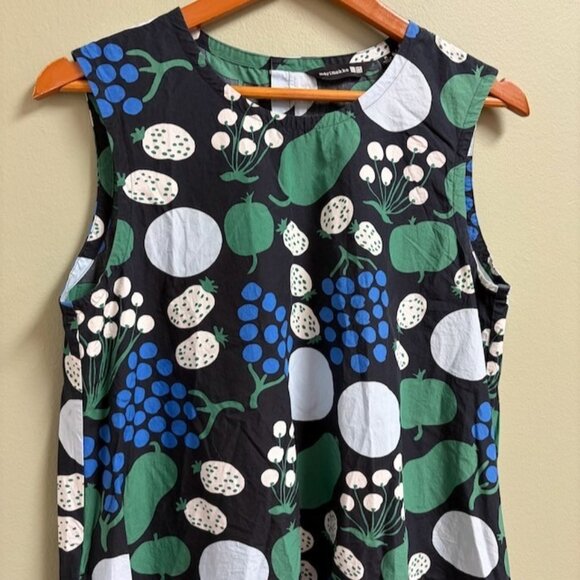Marimekko Uniqlo Womens Fruit Midi Dress Size M Cotton Hippie Artsy Grapes Boho - Picture 2 of 9